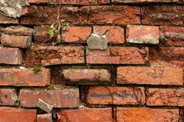 close up detail of exposed brick work in the afternoon sun.