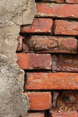 close up detail of exposed brick work in the afternoon sun.