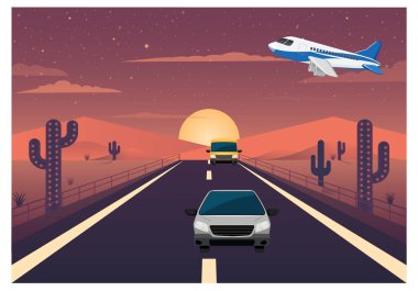 Trafik gece uçakla hareket ediyor.