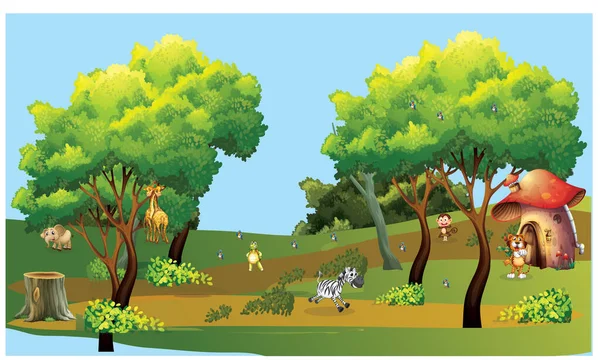 Hayvanat bahçesinde hayvanlar oynuyor.