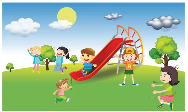 Çocuklar bahçede oynuyorlar.