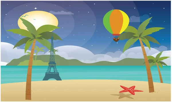 Montgolfière Sur Plage — Image vectorielle