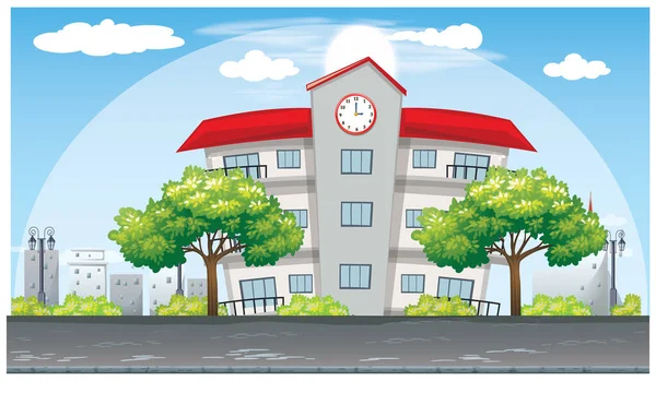 Yolda hastane binası var.