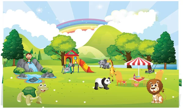 Hayvanlar gökkuşağı bahçesinde