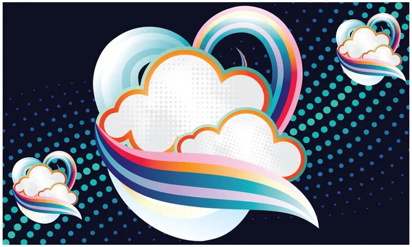 Coeur Nuage Sur Petites Ondes Particules — Image vectorielle