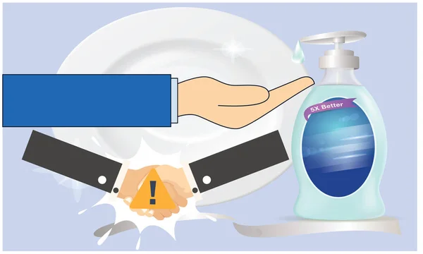Hygiene Your Hands Sanitizer Handshake — Stock Vector
