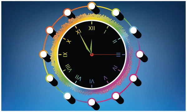 Настенные Часы Абстрактном Синем Фоне — стоковый вектор