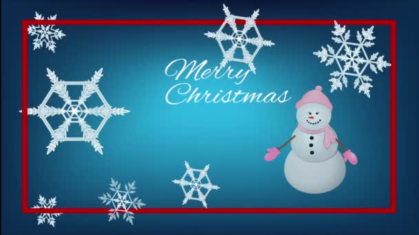 Famiglia Completa Pupazzo Neve Giorno Natale Sera — Video Stock