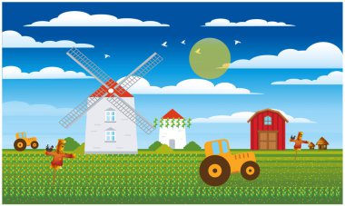 tarım manzaralı ekinler ve araçlar