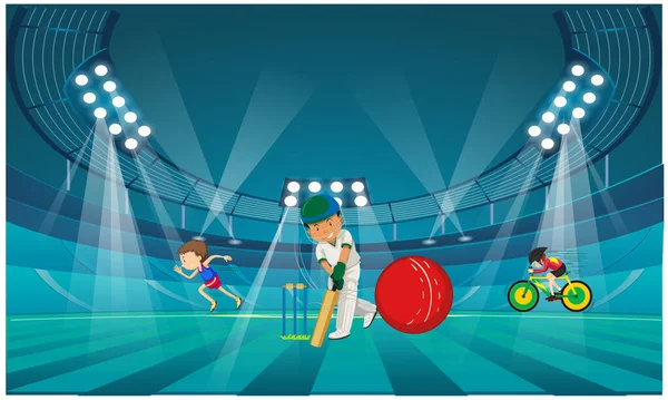 Gece görüşünde bir stadyumda kriket antrenmanı