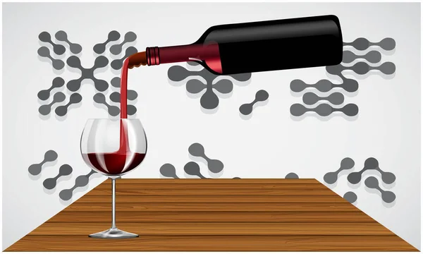 Bouteille Vin Verre Table Sur Fond Abstrait — Image vectorielle