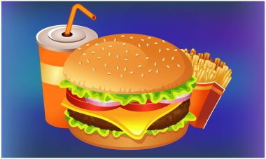 Karanlık arka planda fast food atıştırmalıkları