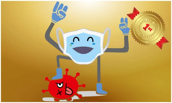 Koruma maskesi mikropları öldürür ve galip gelir.