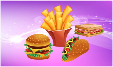 Soyut arkaplanda fast food resimlerini taklit et