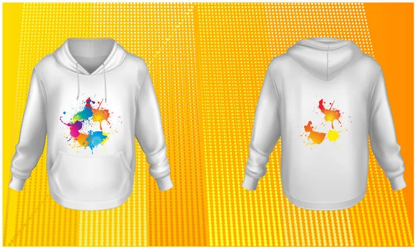 Mock Illustration Von Sweatshirt Mit Farbenfroher Kunst Auf Abstraktem Hintergrund — Stockvektor