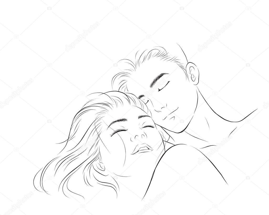 Vettoriale stockAmorevole Giovane Coppia Abbraccio Giaceva Sul Letto  Insieme Illustrazione Vettoriale di ©JirawatV1 #326462434, image size:1024x819