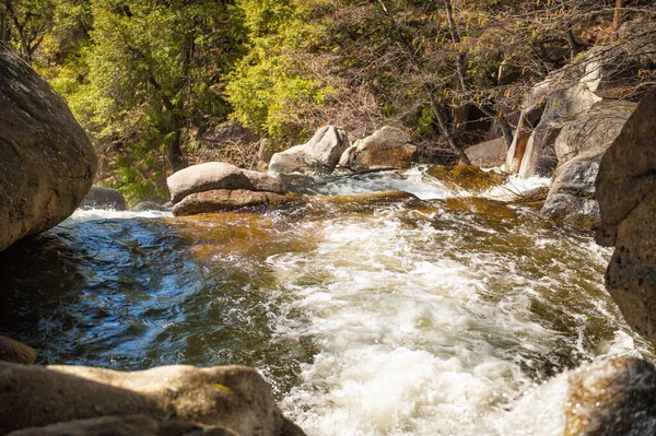 Horizontal Scenic Early Spring Landscapes Small Waterfalls Rocks Yosemite National — Stock Photo, Image