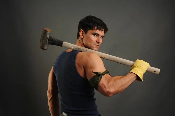 The handsome construction man. — Stock Photo, Image