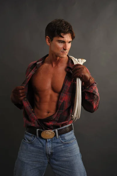 Il cowboy sexy aspetta — Foto Stock