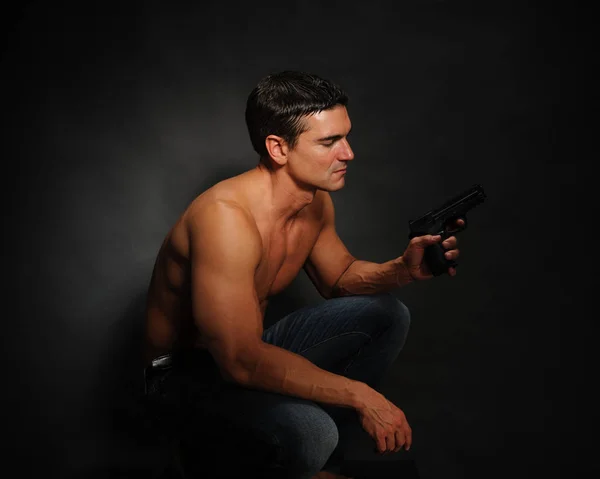The sexy man is buff — Stock Photo, Image
