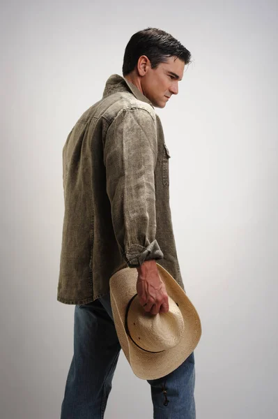 Sexy Cowboy Prepares Meet His Lady — Stock Photo, Image