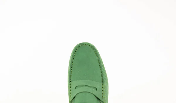 Groene Mannen Moccasine Geïsoleerd Witte Achtergrond — Stockfoto