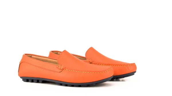 Orange Män Moccasin Isolerad Vit Bakgrund — Stockfoto