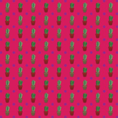 Kaktüs ve sulu, kusursuz tropikal yaz şablonu. Duvar kağıtları, tekstil, yüzey dokusu, fayans vs. için güzel illüstrasyon.