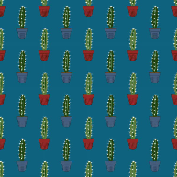 seamless tropical summer pattern with cactus and succulents. beautiful illustration for wallpapers, textile, surface texture, tile etc.