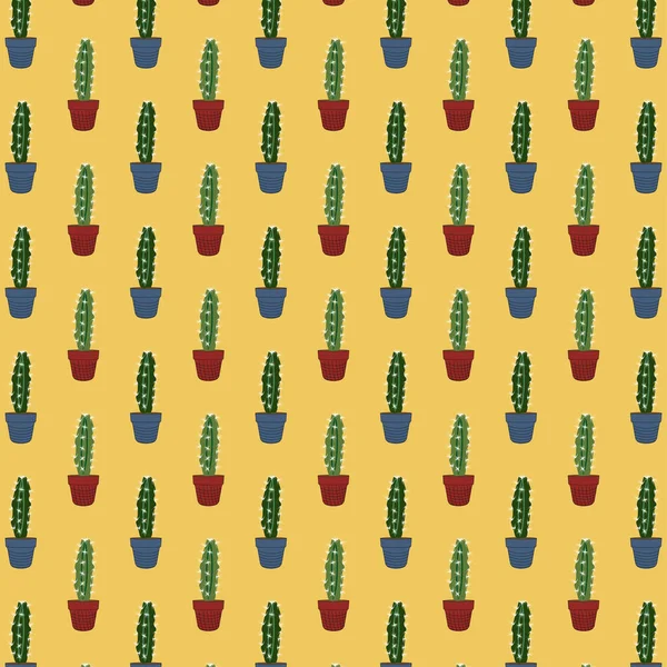 Patrón de verano tropical sin costuras con cactus y suculentas. hermosa ilustración para fondos de pantalla, textil, textura superficial, azulejo, etc. . — Archivo Imágenes Vectoriales