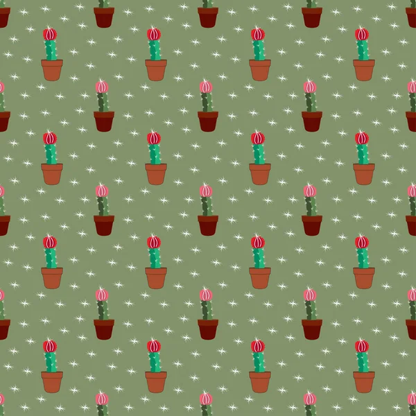 Problemfri tropisk sommer mønster med kaktus og sukkulenter. smuk illustration til wallpapers, tekstil, overflade tekstur, fliser osv . – Stock-vektor
