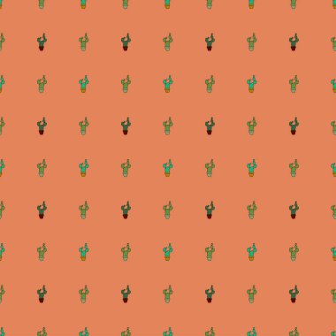 Güzel el çizimi, beyaz arka planda sulu kaktüslerin kusursuz deseni..