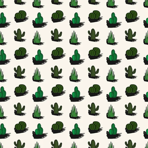 Cactus vector sin costuras plantas botánicas en estilo veraniego. hermosas plantas suculentas florecientes para tela de moda, textil, impresión, fondo de pantalla, telón de fondo . — Archivo Imágenes Vectoriales