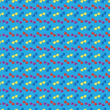 Tekstil, baskı, yorgan vs. için kusursuz, güzel kalp şekilli güneş gözlüğü deseni.