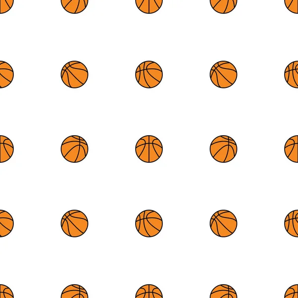 Basket Ball Seamless Pattern White Background Sports Backdrop Vector Illustration — Stock Vector