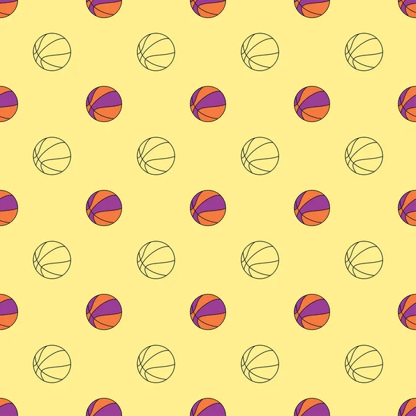 Seamless Basket Ball Pattern Endless Sports Vector Illustration Backdrop Printing — Stock Vector
