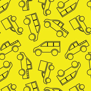 Sarı arka planda, aracın kusursuz taşıyıcı modeli. baskı, tekstil, kumaş için kullanılabilir.