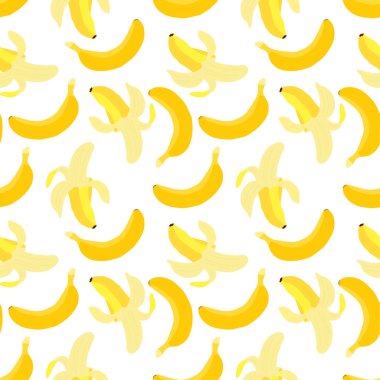 Sarı muzlu kusursuz vektör deseni. Yazdırma, kumaş, arkaplan vs. için basit doku kalıbı.
