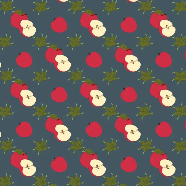 シームレスな赤いリンゴのベクトルパターン 単純なフルーツベクトルパターン — ストックベクタ