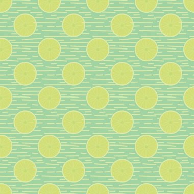 Limon dilimleri ve turkuaz desenli vektörsüz desen. Turunçgil meyvesi yaz deseni.