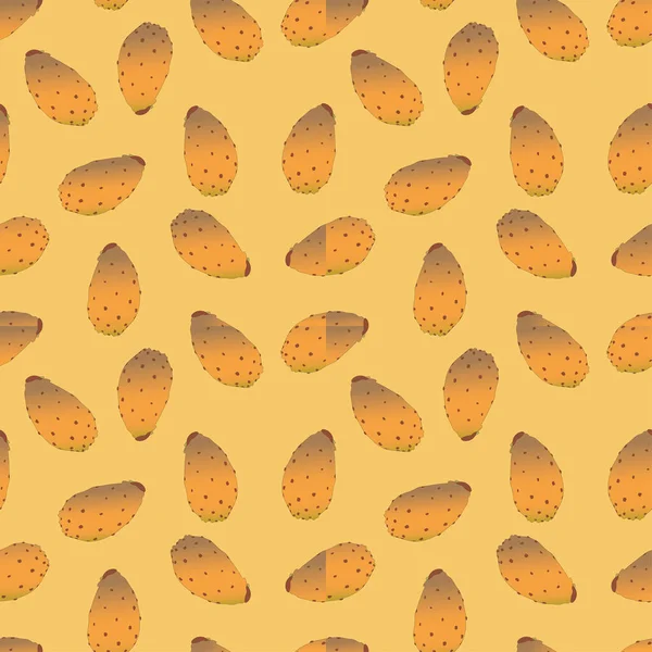 黄色の背景にインドのイチジクの実とシームレスなパターン 単純なベクトル図 — ストックベクタ