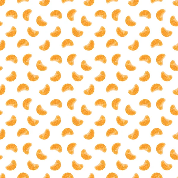白い背景に水彩オレンジのスライスでシームレスな夏のパターン 単純なベクトルテクスチャ — ストックベクタ