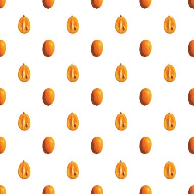 Beyaz arka planda suluboya şeffaf kumkuat meyvesi deseni. Turunçgiller.