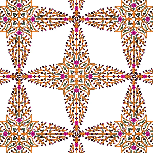 Etnisk Sömlös Indian Stil Blommönster Motiv Bakgrund Paisley Konst Ändlöst — Stock vektor