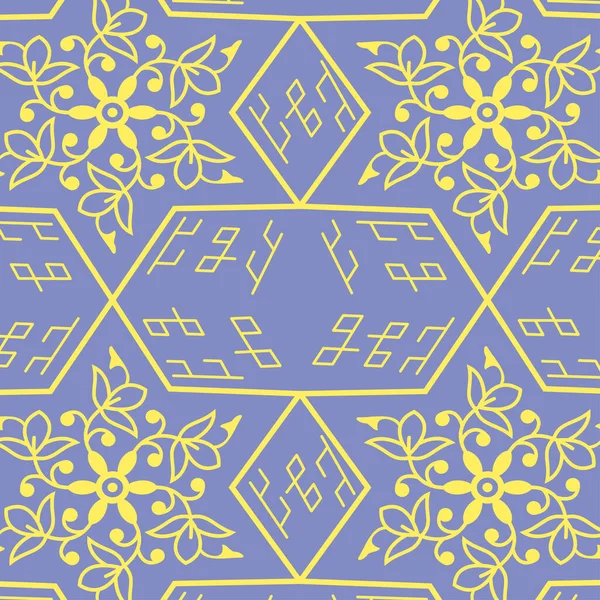 Vintage Seamless Linear Floral Pattern Damask Persian Turkish Style Красивые — стоковый вектор