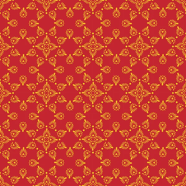 Hermoso Patrón Tradicional Sin Costuras Textura Amarilla Roja Real Ilustración — Vector de stock