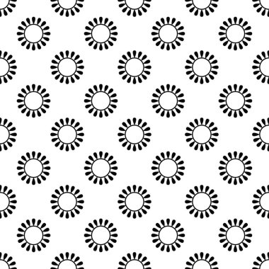 çok renkli dairesel küçük çiçekli mandala siyah ve beyaz dokusunda pürüzsüz desen. Geometrik vektör çizimi.