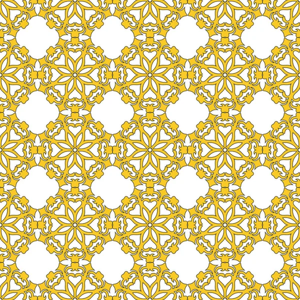 Damast Nahtloses Blumenmuster Traditionelles Orientalisches Muster Goldener Farbe Luxus Violette — Stockvektor