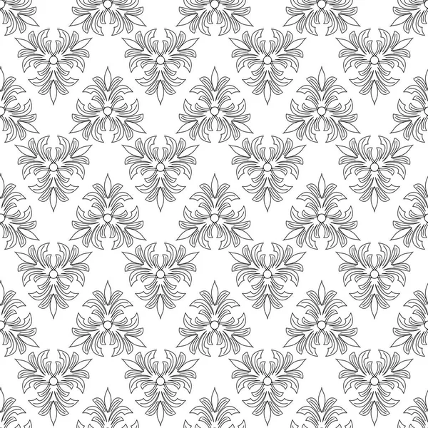 Preto Branco Floral Motivo Sem Costura Padrão Padrão Geomátrico Floral — Vetor de Stock