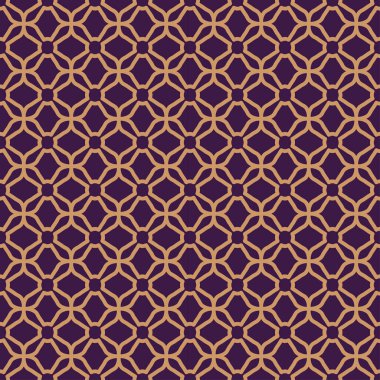 Tek renkli arka planda kusursuz soyut desen. Mor ve turuncu dokularda geometrik süslemeli vektör deseni.